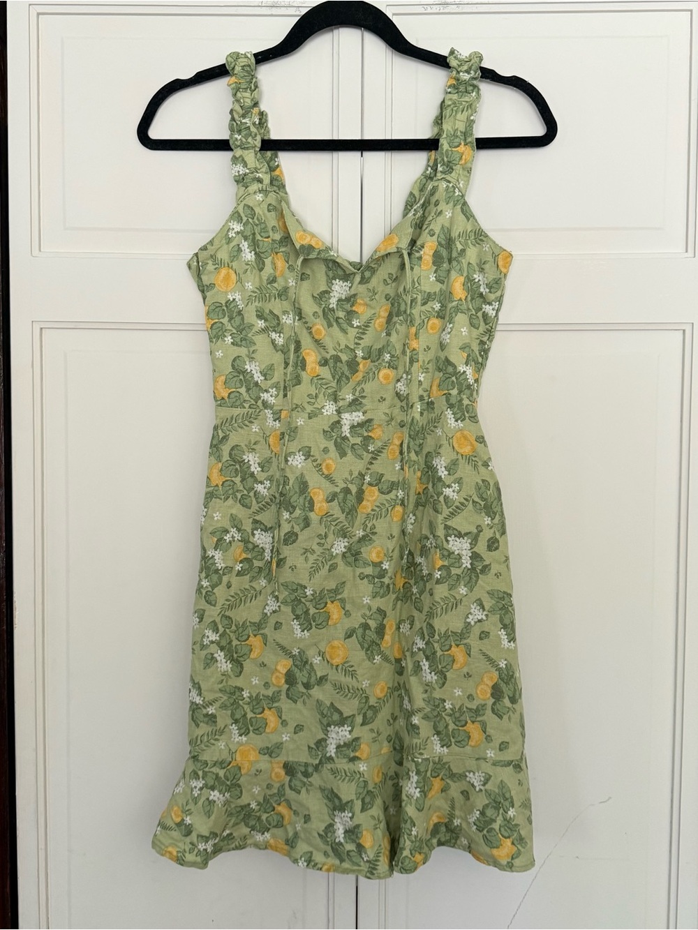 Weekend Los Angeles Lemon Printed Green Mini Dress Size Medium